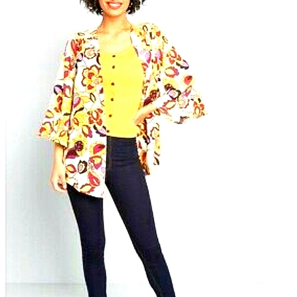 Beautiful 🧡 MODCLOTH Certainly Styled Floral Bel Sleeve Kimono😄 - Picture 5 of 9